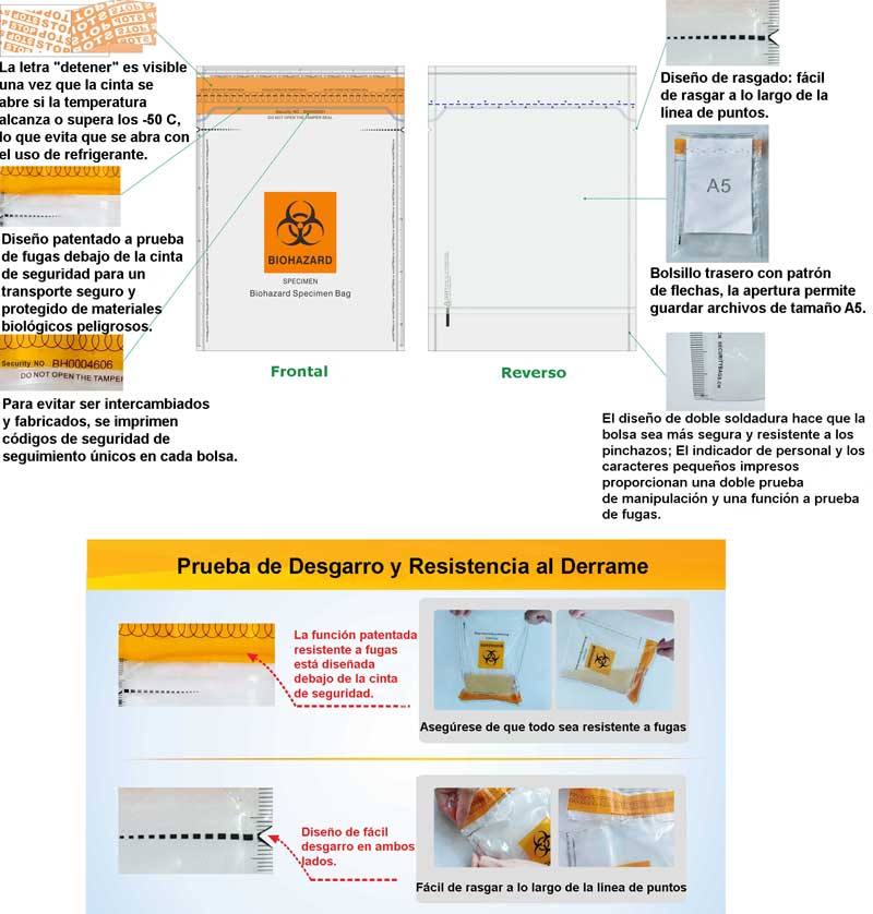 bolsa de seguridad para residuos infecciosos